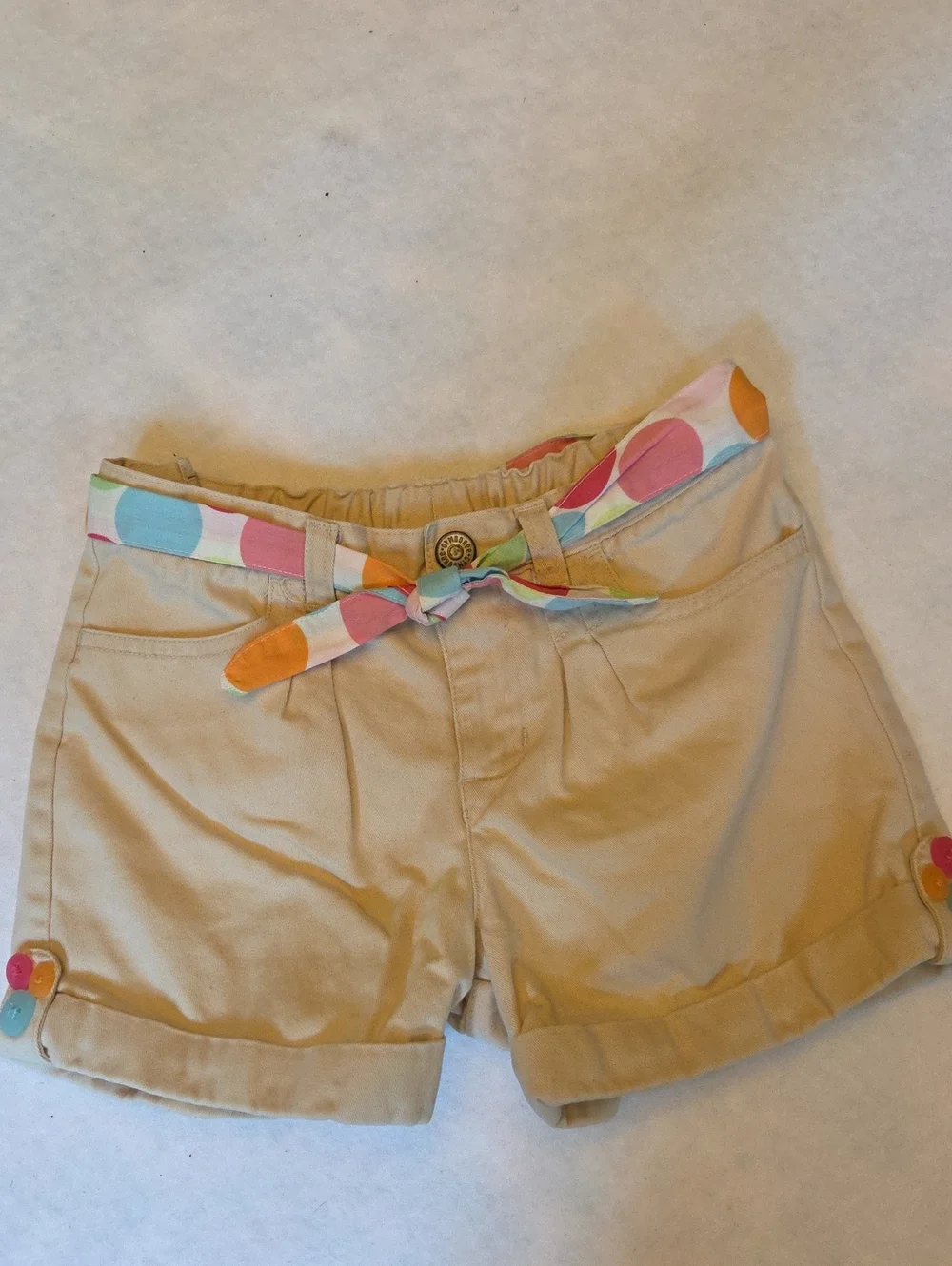 Gymboree Beige Bermuda Shorts with Polka Dot Tie Belt